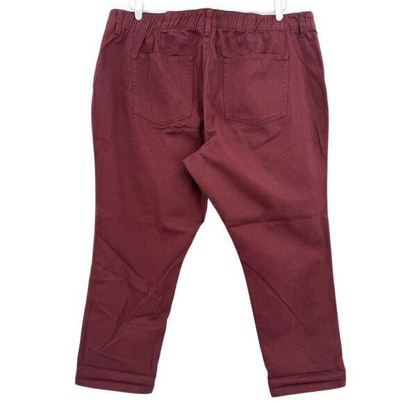 St. Johns Bay Women's Stretch Zip/ Elastic Back Autumn Burgundy Pants Sz 22W NWT - Picture 2 of 12